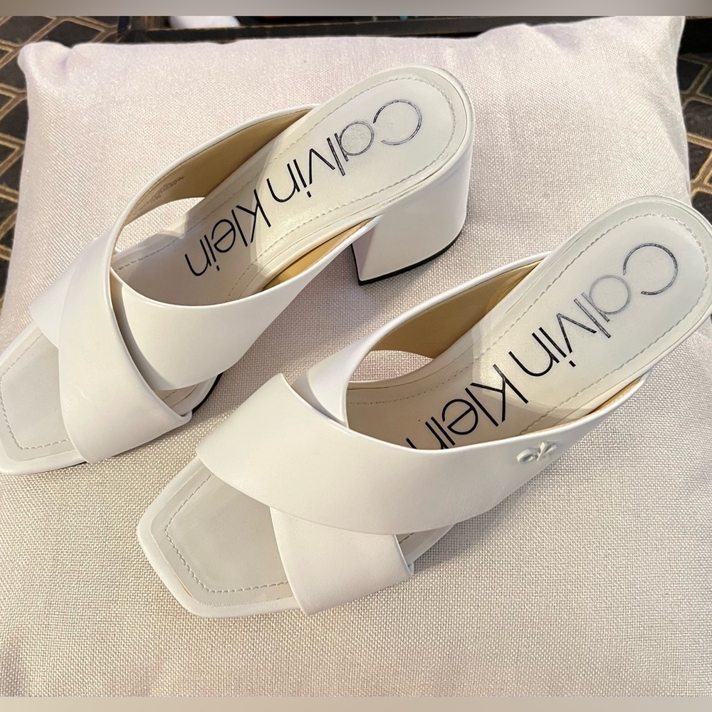 Calvin Klein Women's White Heeled Sandals